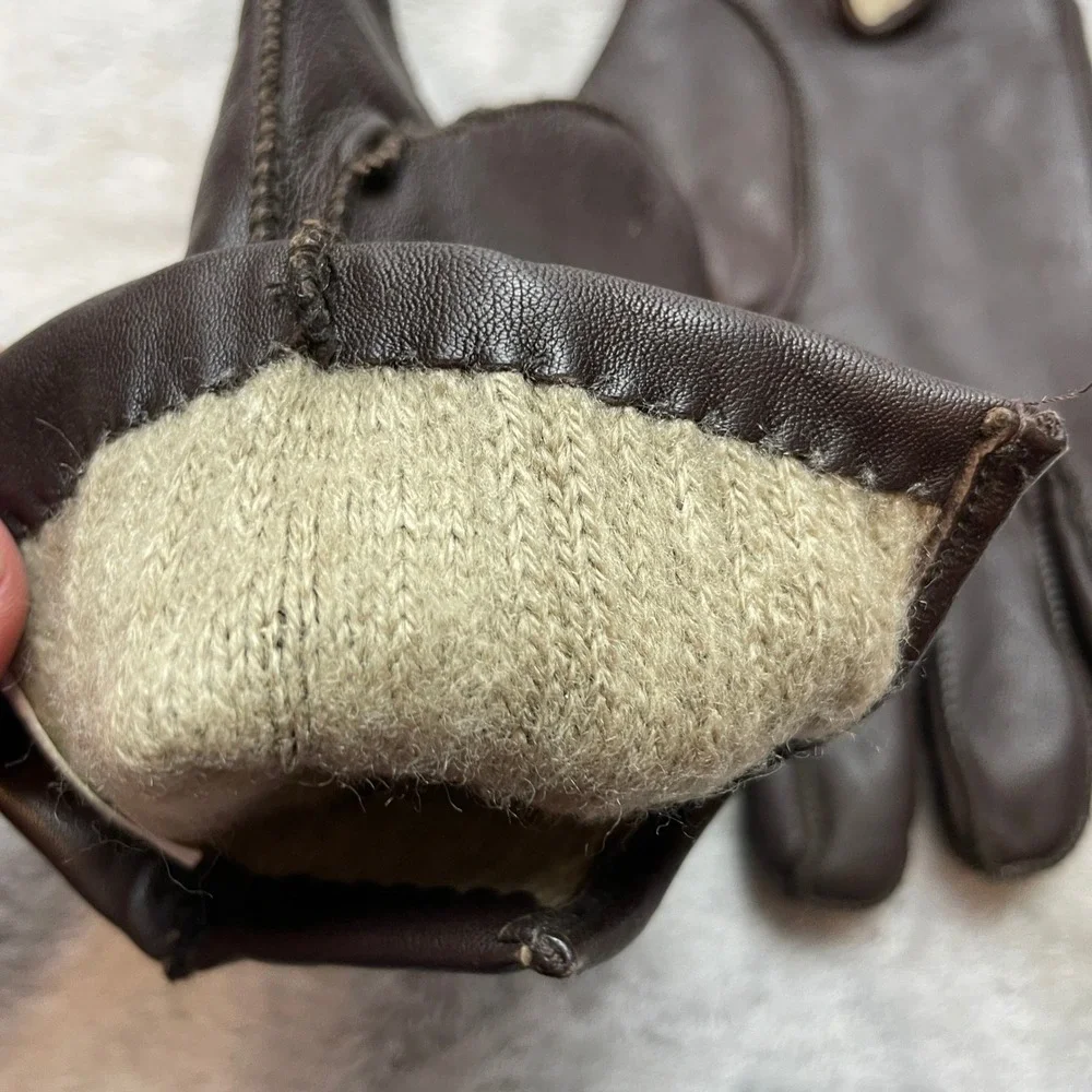 Womens Leather Driving Gloves Size L Brown Lined Winter Equestrian Classic